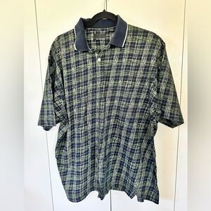 Bill Blass Navy and Green Plaid Shirt